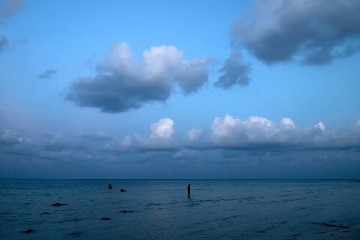 Calm sea and evening clouds seen from Radhanagar Beach